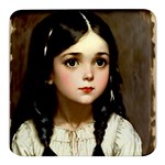 Victorian Girl With Long Black Hair 7 Square Glass Fridge Magnet (4 pack)