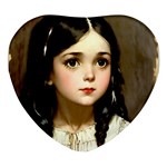 Victorian Girl With Long Black Hair 7 Heart Glass Fridge Magnet (4 pack)
