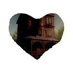 Victorian House In The Lake By The Woods Standard 16  Premium Flano Heart Shape Cushions