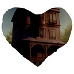 Victorian House In The Lake By The Woods Large 19  Premium Flano Heart Shape Cushions
