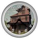 Victorian House In The Oregon Woods Wall Clock (Silver)
