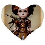 Cute Adorable Victorian Steampunk Girl 4 Large 19  Premium Heart Shape Cushions