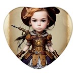 Cute Adorable Victorian Steampunk Girl 4 Heart Glass Fridge Magnet (4 pack)