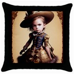 Cute Adorable Victorian Steampunk Girl 2 Throw Pillow Case (Black)