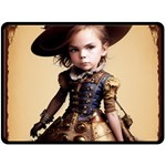 Cute Adorable Victorian Steampunk Girl 2 Two Sides Fleece Blanket (Large)