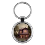 Victorian House In The Woods At Dusk Key Chain (Round)