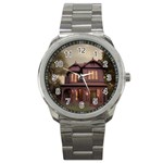 Victorian House In The Woods At Dusk Sport Metal Watch