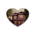 Victorian House In The Woods At Dusk Rubber Coaster (Heart)