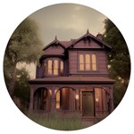 Victorian House In The Woods At Dusk Round Trivet