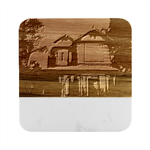 Victorian House In The Woods At Dusk Marble Wood Coaster (Square)