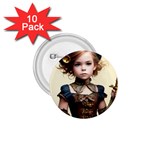 Cute Adorable Victorian Steampunk Girl 3 1.75  Buttons (10 pack)
