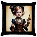 Cute Adorable Victorian Steampunk Girl 3 Throw Pillow Case (Black)
