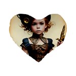 Cute Adorable Victorian Steampunk Girl 3 Standard 16  Premium Heart Shape Cushions