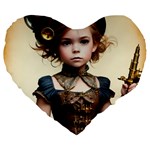 Cute Adorable Victorian Steampunk Girl 3 Large 19  Premium Flano Heart Shape Cushions