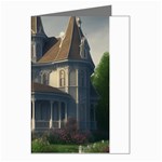 White Victorian House In The Woods With Rose Bushes Greeting Cards (Pkg of 8)