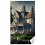 White Victorian House In The Woods With Rose Bushes Canvas 40  x 72 