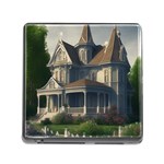 White Victorian House In The Woods With Rose Bushes Memory Card Reader (Square 5 Slot)
