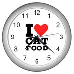 I love cat food Wall Clock (Silver)
