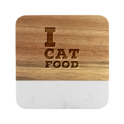 I love cat food Marble Wood Coaster (Square) from UrbanLoad.com Front