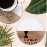 I love sweet food Classic Marble Wood Coaster (Round) 