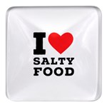 I love salty food Square Glass Fridge Magnet (4 pack)