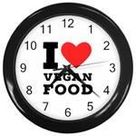 I love vegan food  Wall Clock (Black)