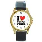 I love vegan food  Round Gold Metal Watch