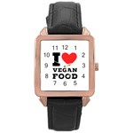 I love vegan food  Rose Gold Leather Watch 
