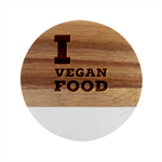 I love vegan food  Marble Wood Coaster (Round)