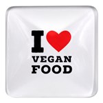 I love vegan food  Square Glass Fridge Magnet (4 pack)