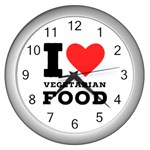 I love vegetarian food Wall Clock (Silver)