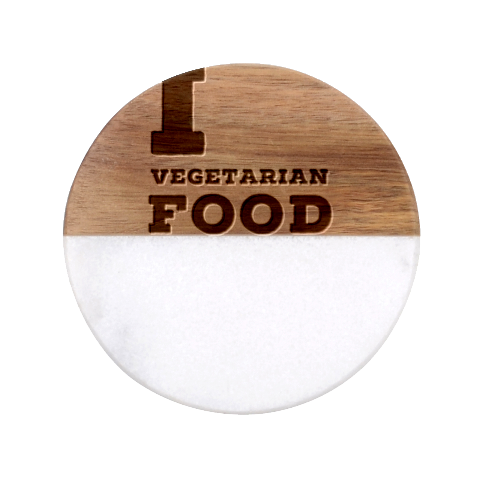 I love vegetarian food Classic Marble Wood Coaster (Round)  from UrbanLoad.com Front