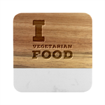 I love vegetarian food Marble Wood Coaster (Square)