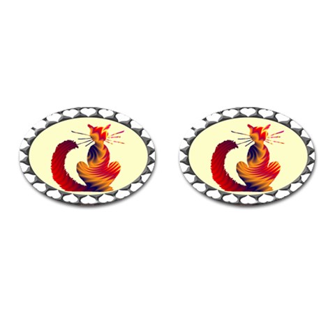 Sitting cat Cufflinks (Oval) from UrbanLoad.com Front(Pair)