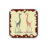Cute giraffes Rubber Square Coaster (4 pack)