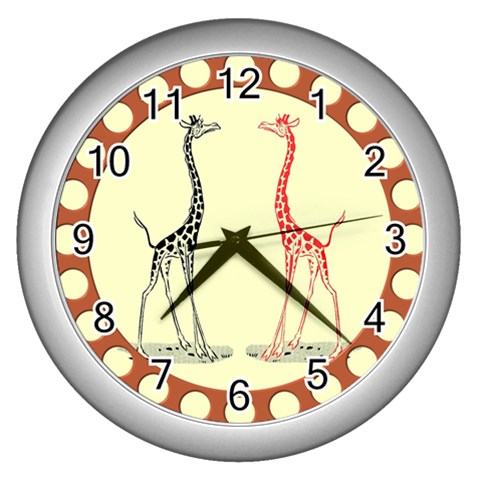 Cute giraffes Wall Clock (Silver) from UrbanLoad.com Front
