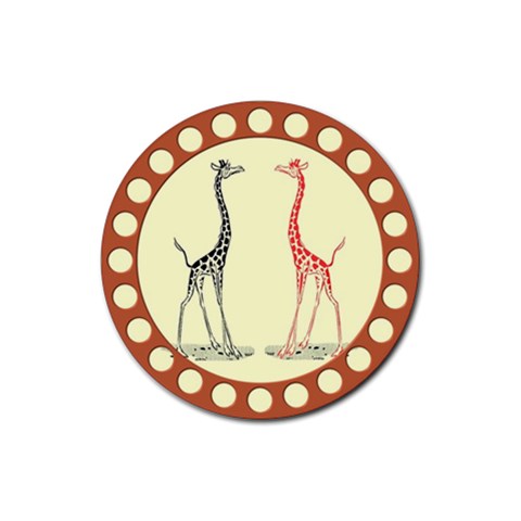 Cute giraffes Rubber Round Coaster (4 pack) from UrbanLoad.com Front