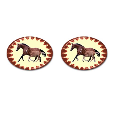 Mare n foal Cufflinks (Oval) from UrbanLoad.com Front(Pair)