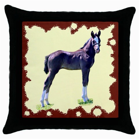 Foal Throw Pillow Case (Black) from UrbanLoad.com Front