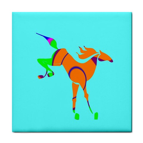 Bucking horse Tile Coaster from UrbanLoad.com Front