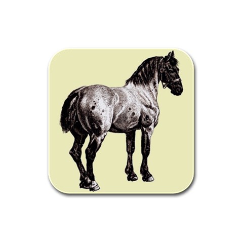Vintage horse 3 Rubber Square Coaster (4 pack) from UrbanLoad.com Front