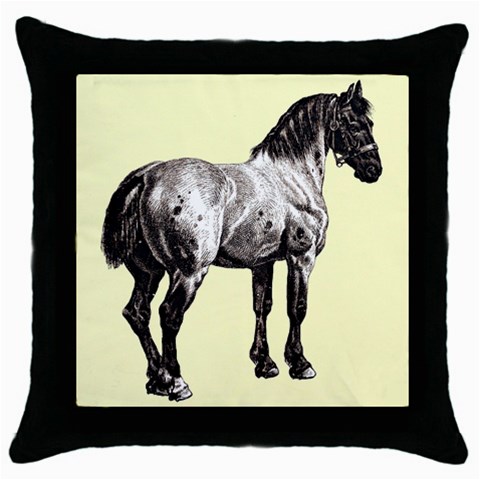 Vintage horse 3 Throw Pillow Case (Black) from UrbanLoad.com Front