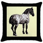 Vintage horse 3 Throw Pillow Case (Black)