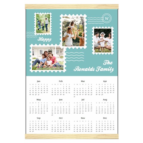 Personalized Family Name Canvas Yearly Calendar 16  x 22  from UrbanLoad.com Front - Jan 2024