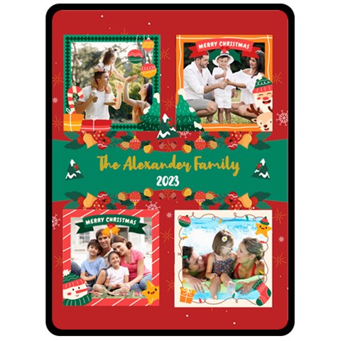 Christmas Family Name Large Blanket Fleece Blanket (Large) from UrbanLoad.com 80 x60  Blanket Front