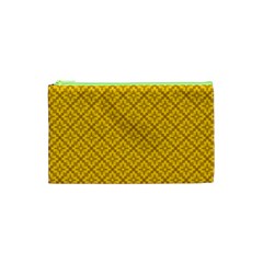 Yellow Floral Pattern Vintage Pattern, Yellow Background Cosmetic Bag (XS) from UrbanLoad.com Front