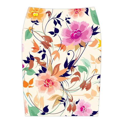 Abstract Floral Background Midi Wrap Pencil Skirt from UrbanLoad.com Back