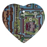 Arcade Game Retro Pattern Heart Ornament (Two Sides)