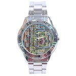 Arcade Game Retro Pattern Stainless Steel Analogue Watch