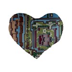Arcade Game Retro Pattern Standard 16  Premium Heart Shape Cushions